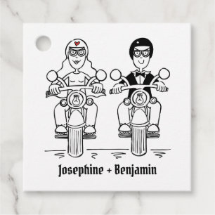 Personalisierte Motorrad-Hochzeitsgunst-Tags Geschenkanhänger