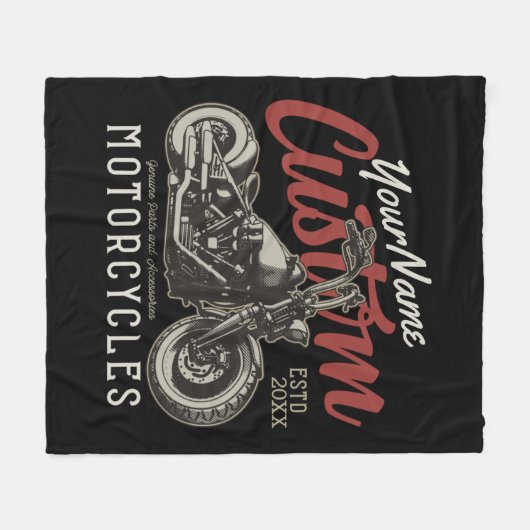 Personalisierte Motorrad-Rebell-Biker-Garage Fleecedecke (Vorderseite (Horizontal))