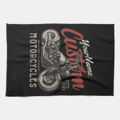 Personalisierte Motorrad-Rebell-Biker-Garage Geschirrtuch (Horizontal)