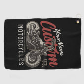 Personalisierte Motorrad-Rebell-Biker-Garage Golfhandtuch (Horizontal)