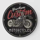 Personalisierte Motorrad-Rebell-Biker-Garage Große Wanduhr (Vorderseite)
