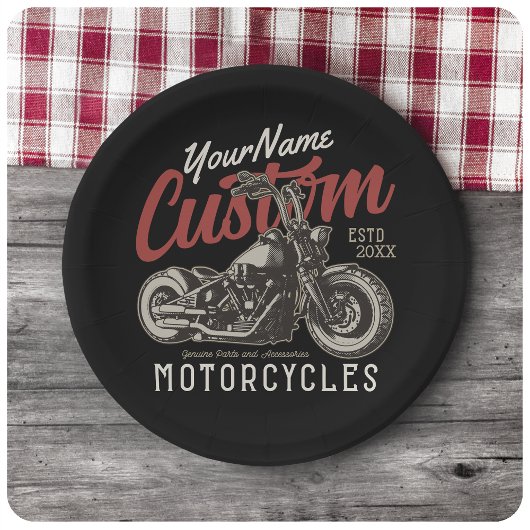 Personalisierte Motorrad-Rebell-Biker-Garage Pappteller