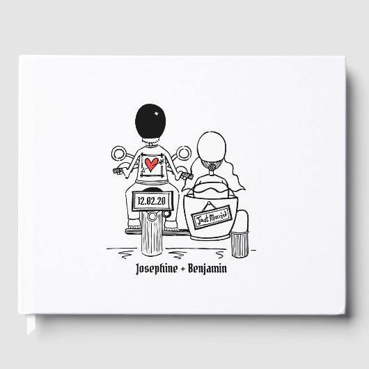 Personalisierte Motorrad- und Sidecar-Hochzeit Gästebuch (Vorderseite)