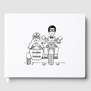 Personalisierte Motorrad- und Sidecar-Hochzeit Gästebuch