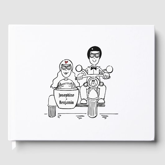 Personalisierte Motorrad- und Sidecar-Hochzeit Gästebuch (Vorderseite)