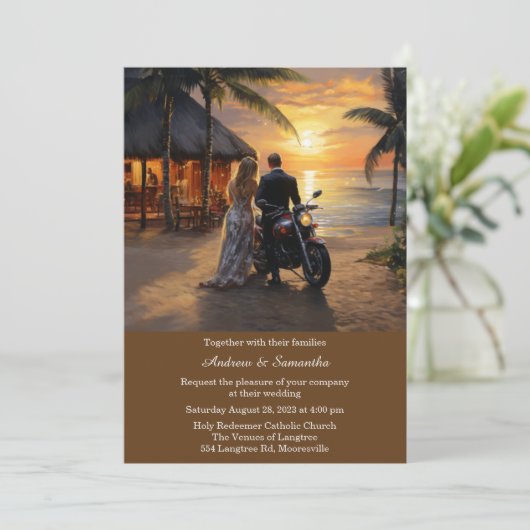 Personalisierte Motorradhochzeit Einladung (Stehend Vorderseite)