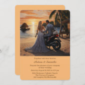 Personalisierte Motorradhochzeit Einladung (Vorne/Hinten)