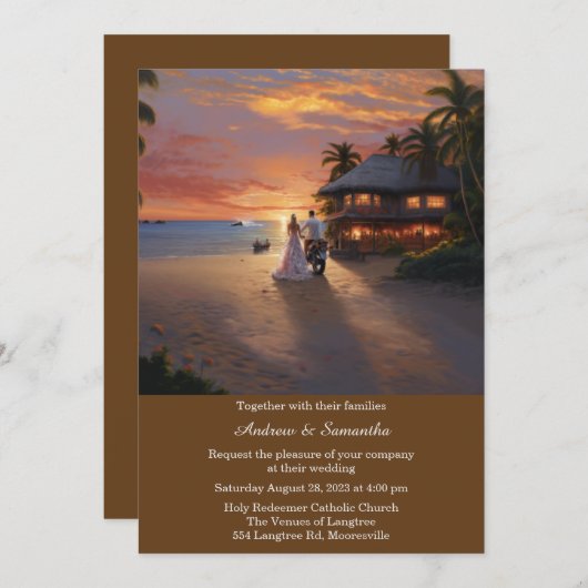 Personalisierte Motorradhochzeit Einladung (Vorne/Hinten)