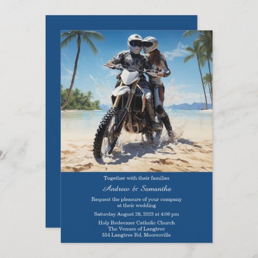 Personalisierte Motorradhochzeit Einladung (Vorne/Hinten)