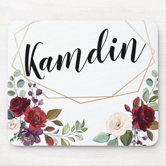 Personalisierte Mouse Pad White Roses Gold Geom Mousepad (Vorne)