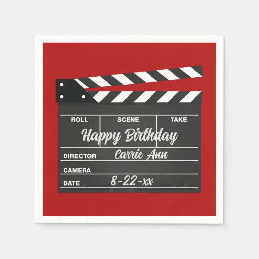 Personalisierte Movie Clapboard Papier Party Napki Serviette (Vorderseite)