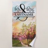 Personalisierte Mr. and Mrs Beach Towel Honeymoon Strandtuch (Vorderseite)