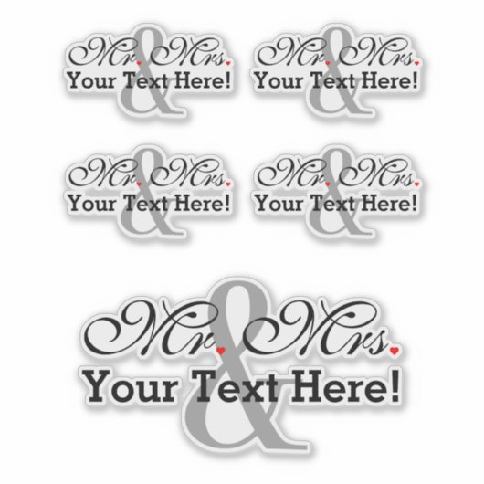 Personalisierte Mr. and Mrs Plus Anpassbare Farbe Aufkleber (Vorderseite)