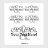 Personalisierte Mr. and Mrs Plus Anpassbare Farbe Aufkleber (Blatt)