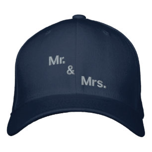 Personalisierte Mr & Mrs Navy Flexfit Wolle Romant Bestickte Baseballkappe