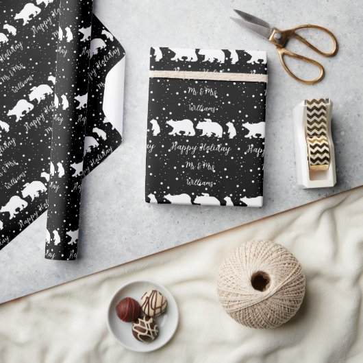 Personalisierte Mr. & Mrs. Niedlich Polar Bear Fam Geschenkpapier (Kunsthandwerk)