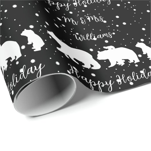 Personalisierte Mr. & Mrs. Niedlich Polar Bear Fam Geschenkpapier (Rolleneckpunkt)