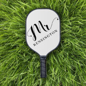 Personalisierte Mr. Newlywed Typography Foto Pickleball Schläger