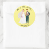 Personalisierte Mr. und Mrs. Bride and Groom Aquam Runder Aufkleber (Tasche)