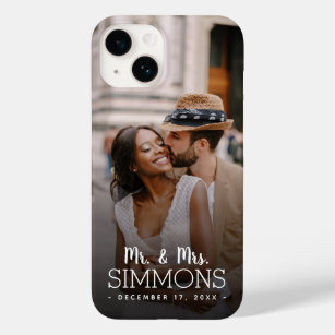 Personalisierte Mr. und Mrs. Monogram Wedding Foto Case-Mate iPhone 14 Hülle