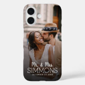 Personalisierte Mr. und Mrs. Monogram Wedding Foto Case-Mate iPhone Hülle (Rückseite)
