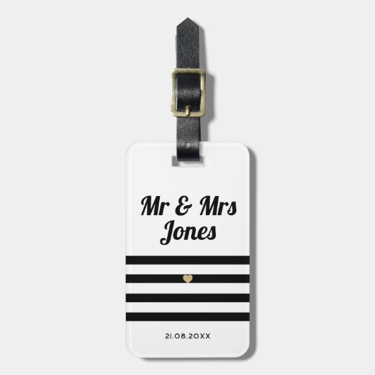 Personalisierte Mr. und Mrs. White Wedding neu Gepäckanhänger (Vorderseite vertikal)