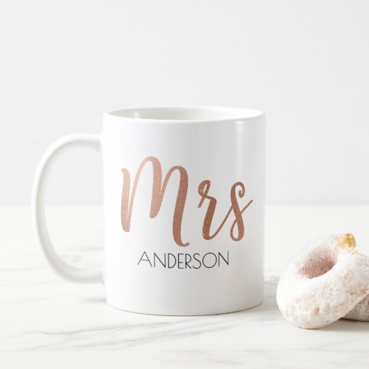 Personalisierte Mrs. Coffee Tasse | Rose Gold (Mit Donut)