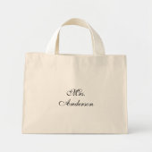 Personalisierte Mrs Name Mini-Tasche Eleganter Sti Mini Stoffbeutel (Vorne)