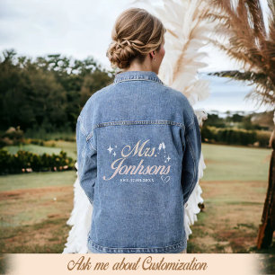 Personalisierte Mrs. Script Bride's Name Wedding B Jeansjacke