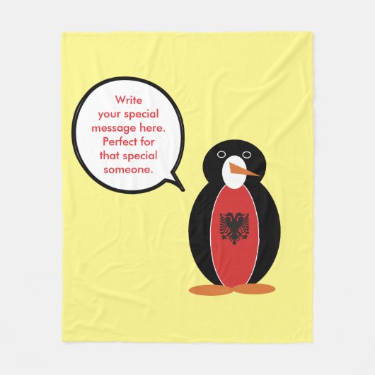 Personalisierte Ms. Penguin Albanien Fleecedecke (Vorderseite)