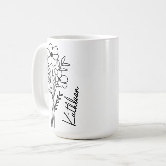 Personalisierte Mug für sie, Wildblumen Tasse für  (Vorderseite Links)