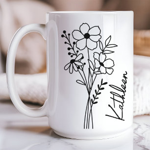 Personalisierte Mug für sie, Wildblumen Tasse für 