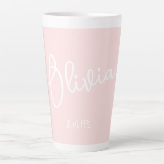 Personalisierte Mug Name Blush Pink Milchtasse (Vorderseite)