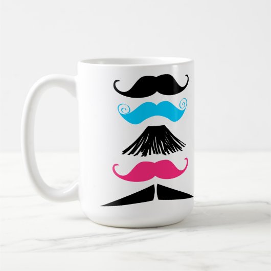 Personalisierte multi Farbschnurrbärte Stache Kaffeetasse (Links)