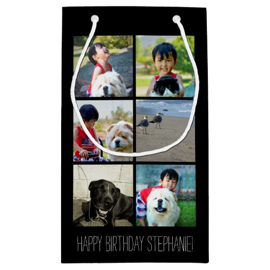 Personalisierte Multi-Foto Mosaik-Bild-Collage Kleine Geschenktüte (Rückseite)