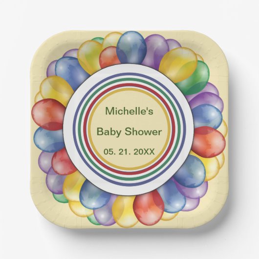 Personalisierte Multicolor-Ballonformen Pappteller (Vorderseite)