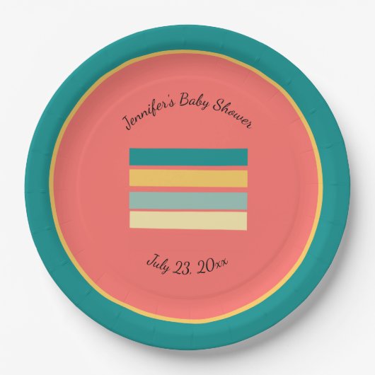 Personalisierte Multicolor Beachy Pappteller (Vorderseite)