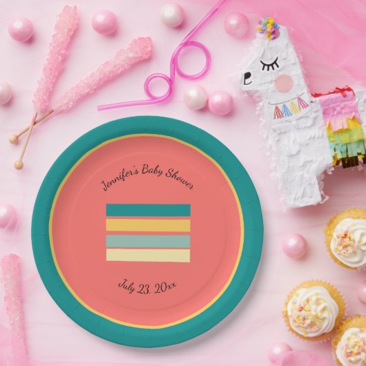 Personalisierte Multicolor Beachy Pappteller (Party)