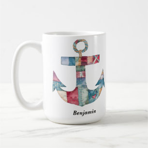 Personalisierte Multicolor Nautical Anchor Kaffeem Kaffeetasse