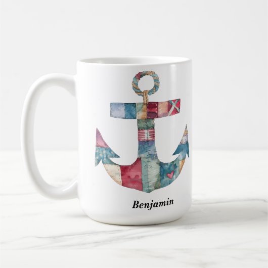 Personalisierte Multicolor Nautical Anchor Kaffeem Kaffeetasse (Links)