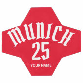 Personalisierte Münchner Rote Nummer und Name Fußball (Flach)