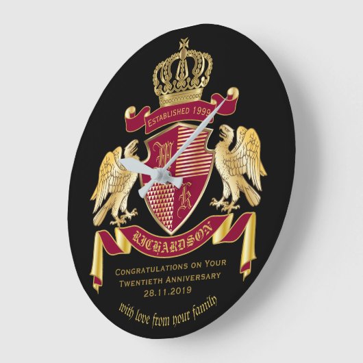 Personalisierte Münze des AdlerEmblems Große Wanduhr (Winkel)