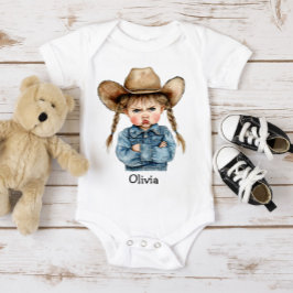 Personalisierte mürrische Cowgirl Baby Strampler