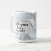 Personalisierte Muschel für Familienname Kaffeetasse (Vorderseite Links)