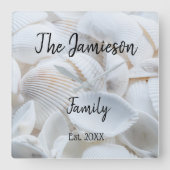 Personalisierte Muschel für Familienname Quadratische Wanduhr (Vorderseite)