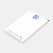 Personalisierte Muschel in Blau und Weiß Post-it Klebezettel (angewinkelt)