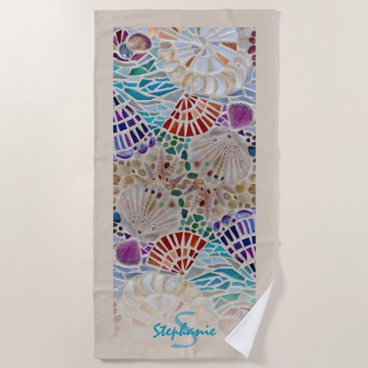 Personalisierte Muschel Strandtuch (Vorderseite)