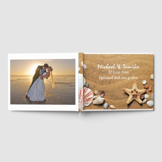 Personalisierte Muscheln am Strand Hochzeitsgast Gästebuch (Voll)