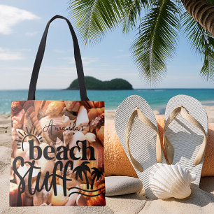 Personalisierte Muscheln "Strandzeug" Tasche