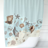 Personalisierte Muscheln und Sandstrand Duschvorhang